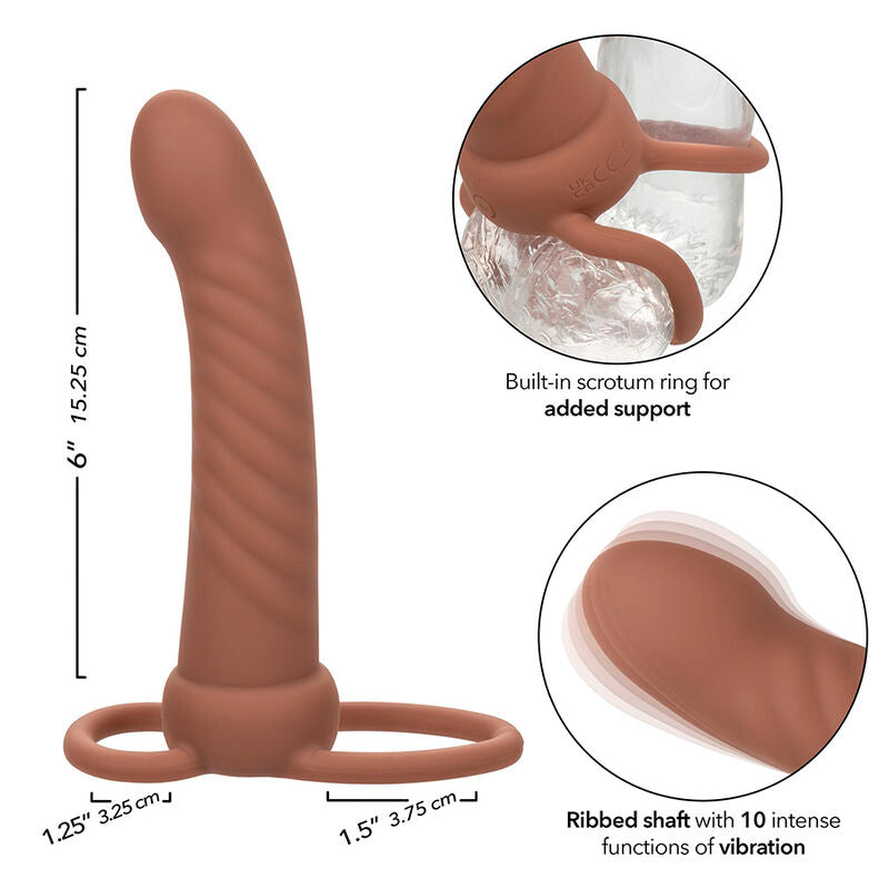 CALEXOTICS - MAXX RIBBED DOUBLE PÉNÉTRATEUR 10 VIBRATIONS MARRON - 7eme ciel