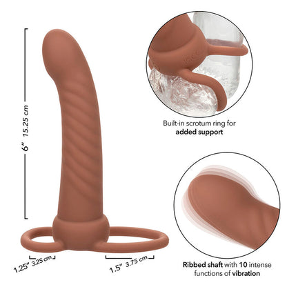 CALEXOTICS - MAXX RIBBED DOUBLE PÉNÉTRATEUR 10 VIBRATIONS MARRON - 7eme ciel