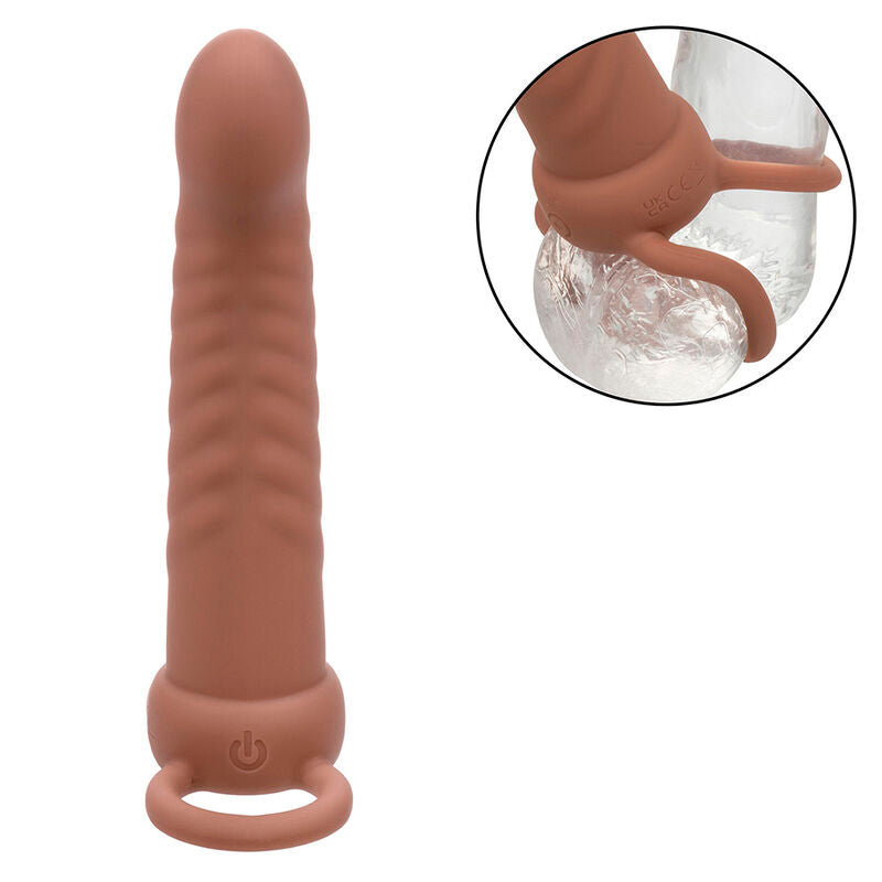 CALEXOTICS - MAXX RIBBED DOUBLE PÉNÉTRATEUR 10 VIBRATIONS MARRON - 7eme ciel