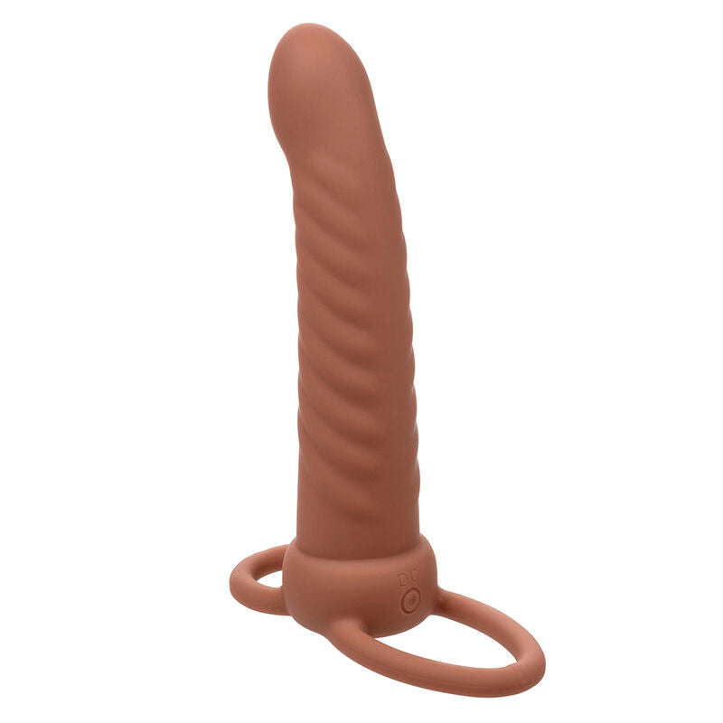 CALEXOTICS - MAXX RIBBED DOUBLE PÉNÉTRATEUR 10 VIBRATIONS MARRON - 7eme ciel