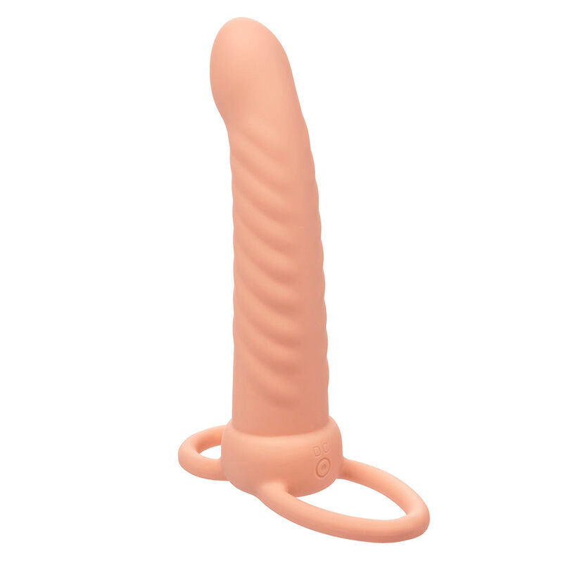 CALEXOTICS - MAXX DOUBLE PÉNÉTRATEUR NERVURÉ 10 VIBRATIONS FLESH - 7eme ciel