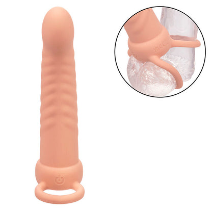 CALEXOTICS - MAXX DOUBLE PÉNÉTRATEUR NERVURÉ 10 VIBRATIONS FLESH - 7eme ciel