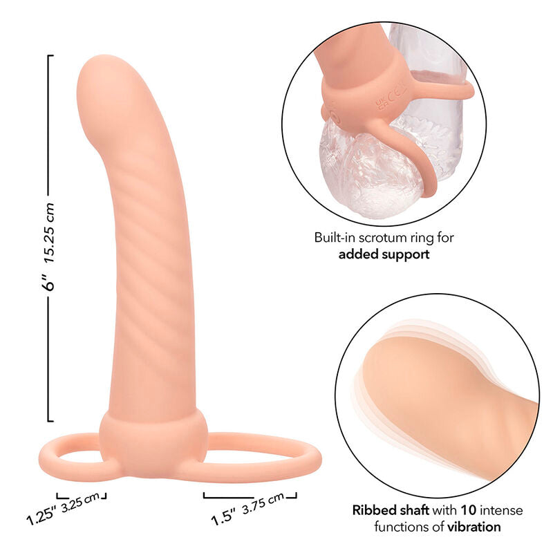 CALEXOTICS - MAXX DOUBLE PÉNÉTRATEUR NERVURÉ 10 VIBRATIONS FLESH - 7eme ciel