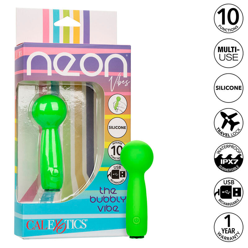 CALEXOTICS - NEON VIBES LE BUBBLY VIBE MINI MASSEUR 10 VIBRATIONS VERT - 7eme ciel