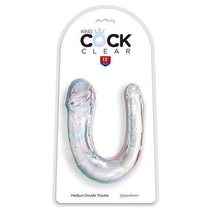 KING COCK - DOUBLE TROUBLE DOUBLE GODE 33 CM TRANSPARENT - 7eme ciel