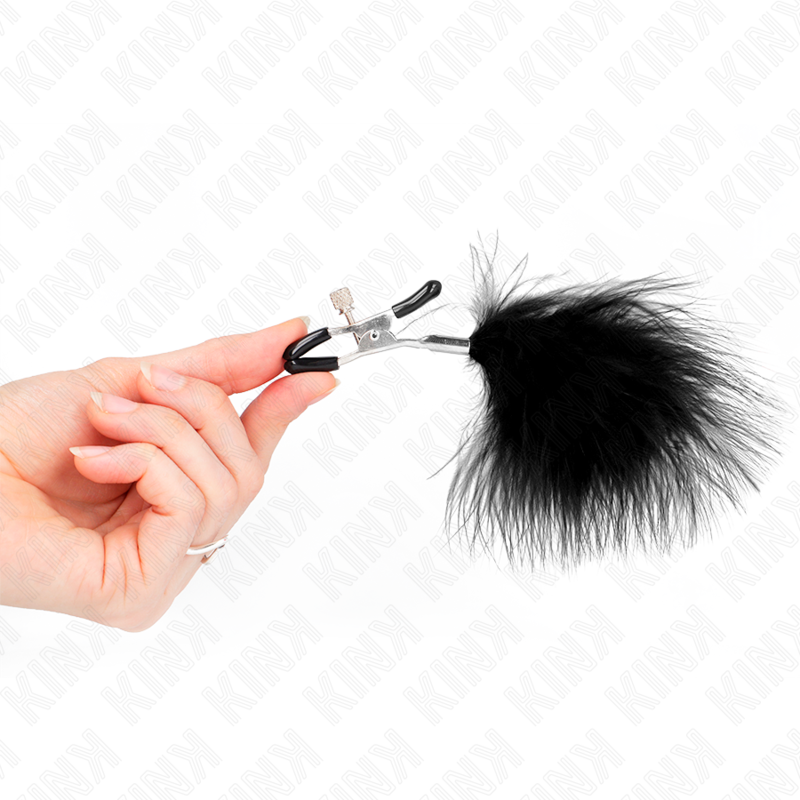 KINK - PINCE À METON PLUME NOIR 7 CM - 7eme ciel