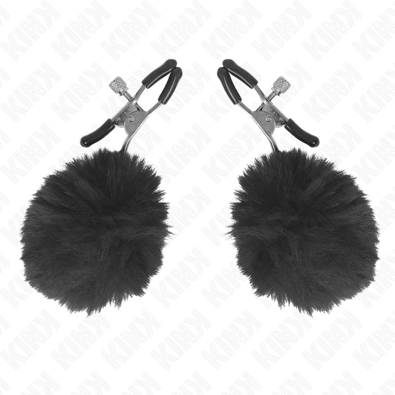 KINK - PINCE A METON BOULE EN FAUSSE FOURRURE NOIR 6 CM - 7eme ciel