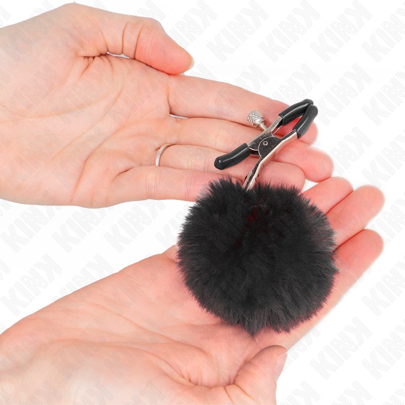 KINK - PINCE A METON BOULE EN FAUSSE FOURRURE NOIR 6 CM - 7eme ciel