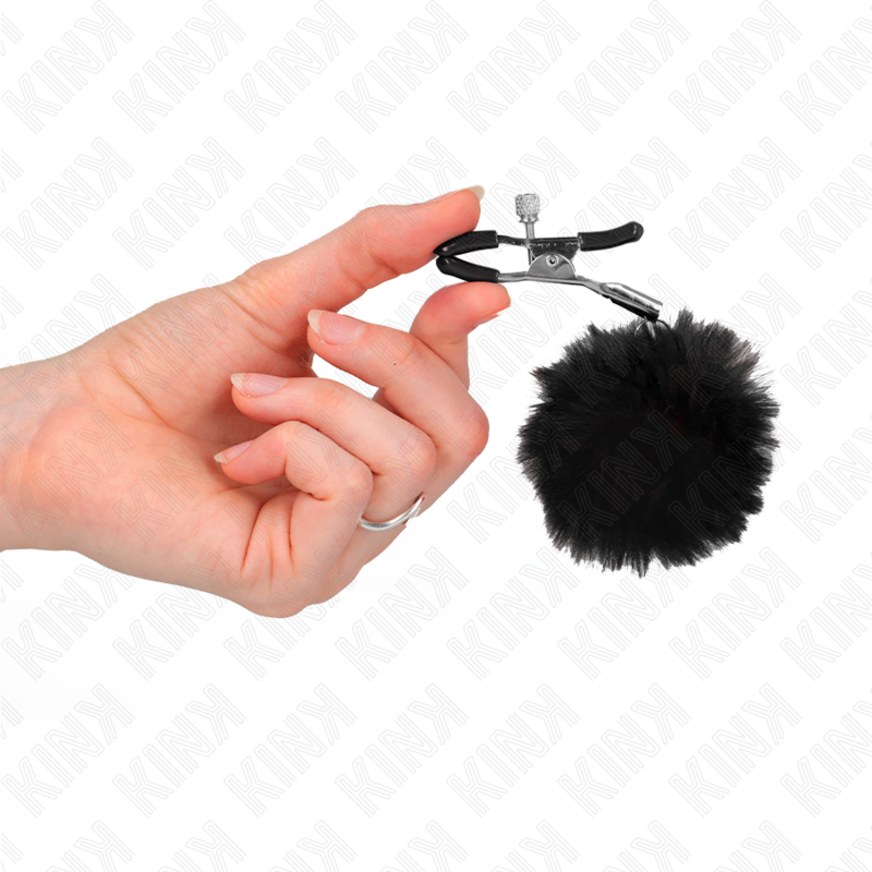 KINK - PINCE A METON BOULE EN FAUSSE FOURRURE NOIR 6 CM - 7eme ciel