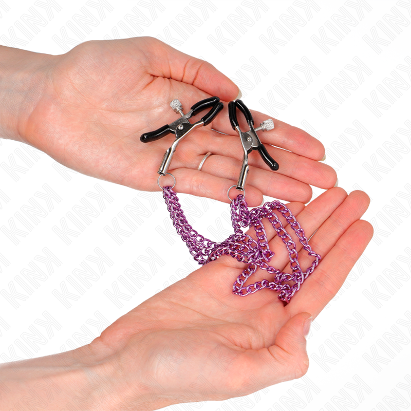 KINK - PINCES À METELIER AVEC 3 CHAÎNES VIOLET 20/23/28 CM - 7eme ciel