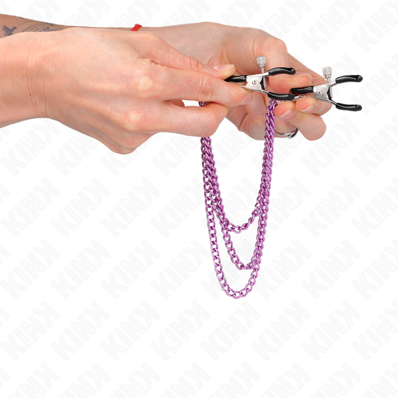 KINK - PINCES À METELIER AVEC 3 CHAÎNES VIOLET 20/23/28 CM - 7eme ciel