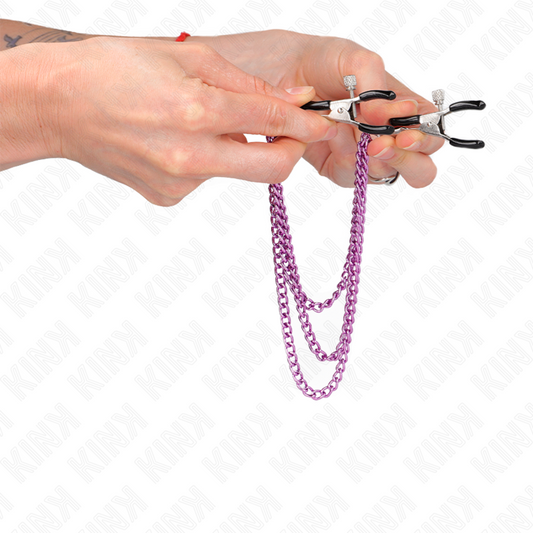 KINK - PINCES À METELIER AVEC 3 CHAÎNES VIOLET 20/23/28 CM - 7eme ciel