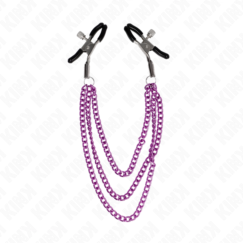 KINK - PINCES À METELIER AVEC 3 CHAÎNES VIOLET 20/23/28 CM - 7eme ciel
