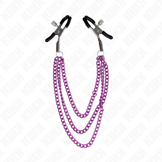 KINK - PINCES À METELIER AVEC 3 CHAÎNES VIOLET 20/23/28 CM - 7eme ciel