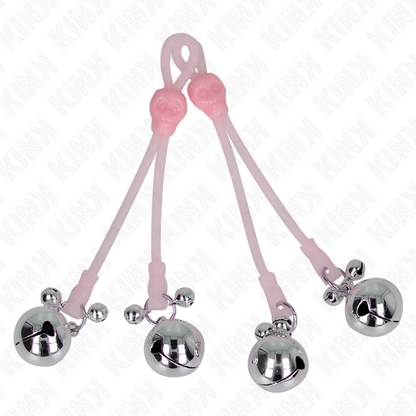 KINK - PINCES À TÉLÉPIN LUMINEUSES CRÂNE AVEC ANNEAU CLOCHES RÉGLABLES ROSE / ARGENT - 7eme ciel