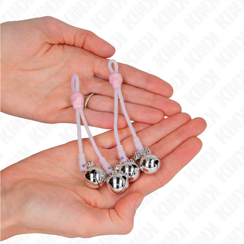 KINK - PINCES À TÉLÉPIN LUMINEUSES CRÂNE AVEC ANNEAU CLOCHES RÉGLABLES ROSE / ARGENT - 7eme ciel