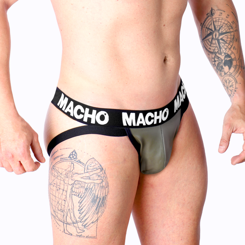 MACHO - MX27GR JOCK CUIR GRIS BEIGE S - 7eme ciel