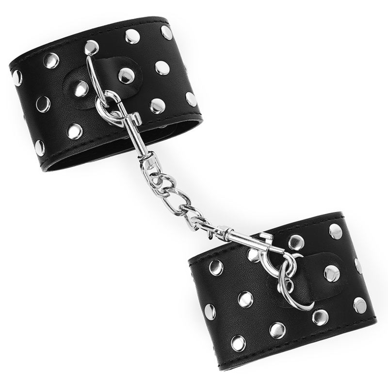 KINK - APPAREILS DE RETENUE POIGNETS AVEC FERMETURE PRESSION PLEINE DE RIVETS NOIR AJUSTABLE 19-24 CM X 5,5 CM - 7eme ciel