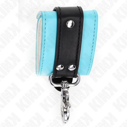 KINK - APPUI-POIGNETS VERROUILLABLES PREMIUM NOIR / BLEU RÉGLABLE 21-28 CM X 5,5 CM - 7eme ciel
