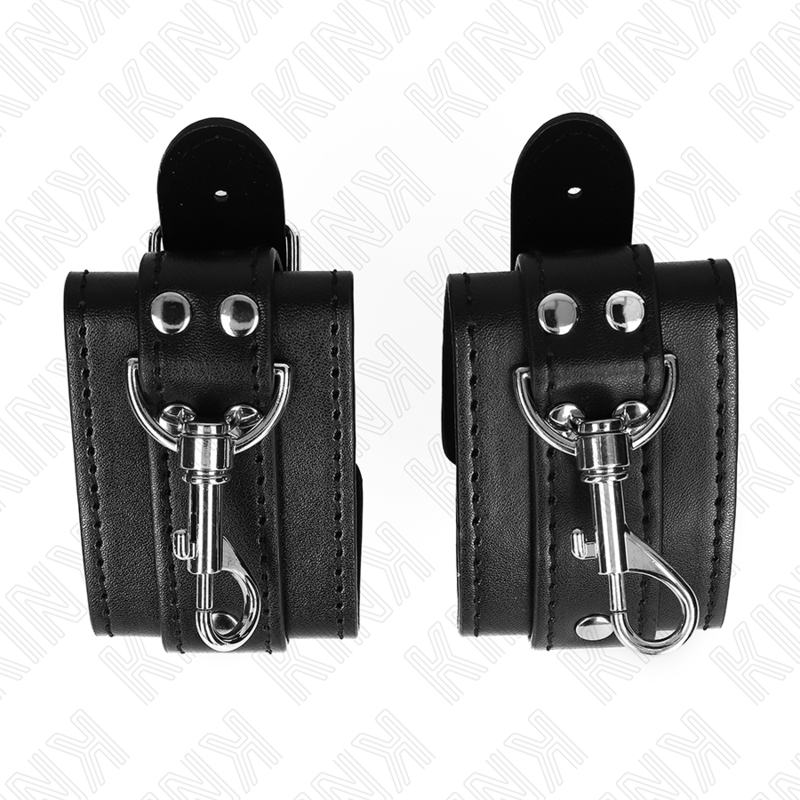 KINK - APPAREILS-POIGNETS VERROUILLABLES DUNGEON NOIR AJUSTABLES 21-28 CM X 5,5 CM - 7eme ciel