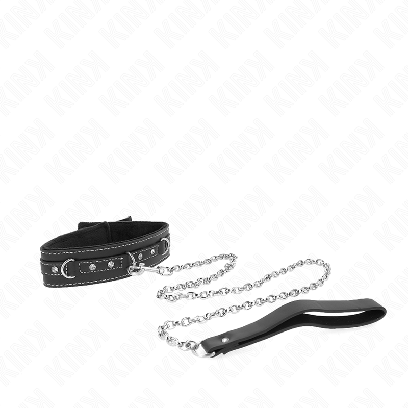 KINK - COLLIER EN CUIR PVC AVEC CEINTURE 105 CM RIVET STRASS 41,5 X 4 CM - 7eme ciel