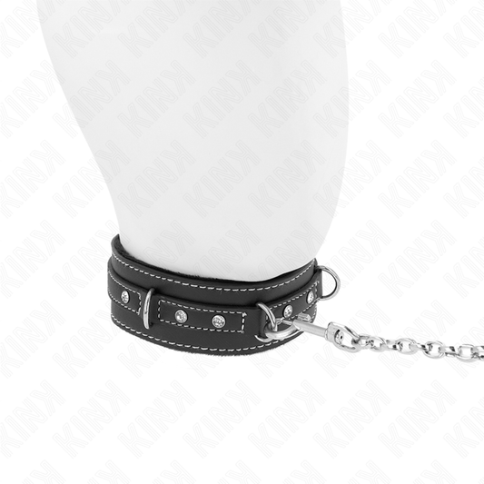 KINK - COLLIER EN CUIR PVC AVEC CEINTURE 105 CM RIVET STRASS 41,5 X 4 CM - 7eme ciel