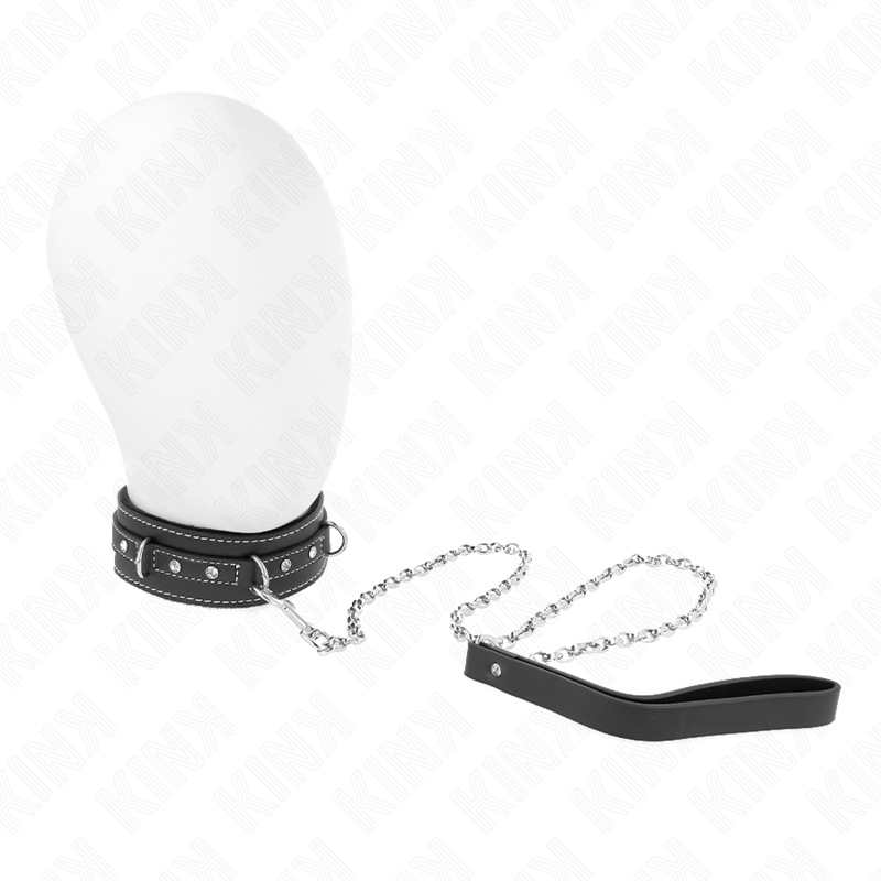 KINK - COLLIER EN CUIR PVC AVEC CEINTURE 105 CM RIVET STRASS 41,5 X 4 CM - 7eme ciel