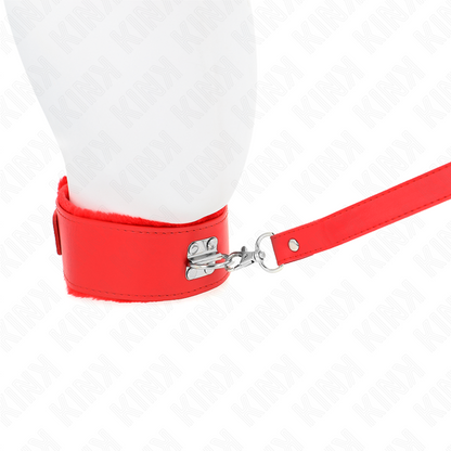 KINK - COLLIER AVEC LAISSE 116 CM AVEC CLOUS ARGENTÉS MODÈLE 4 ROUGE AJUSTABLE 40-48 CM X 6 CM - 7eme ciel
