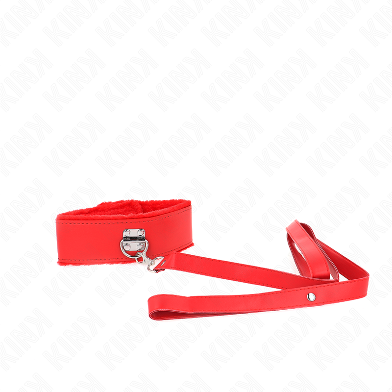 KINK - COLLIER AVEC LAISSE 116 CM AVEC CLOUS ARGENTÉS MODÈLE 4 ROUGE AJUSTABLE 40-48 CM X 6 CM - 7eme ciel