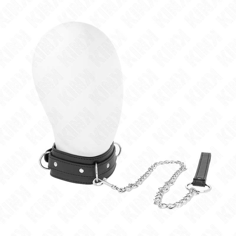 KINK - COLLIER AVEC LAISSE 65 CM 3 ANNEAUX MODÈLE 1 RÉGLABLE 38-49 CM X 5 CM - 7eme ciel