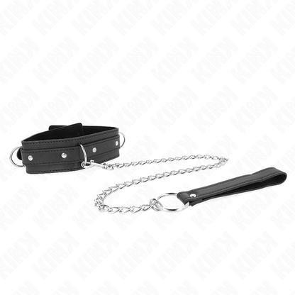 KINK - COLLIER AVEC LAISSE 65 CM 3 ANNEAUX MODÈLE 1 RÉGLABLE 38-49 CM X 5 CM - 7eme ciel
