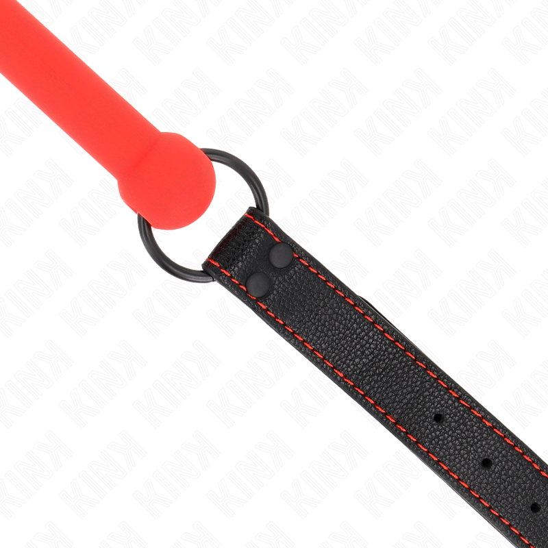 KINK - GAG EN OS AVEC SANGLE EN CUIRETTE ROUGE AJUSTABLE 41-57 CM - 7eme ciel