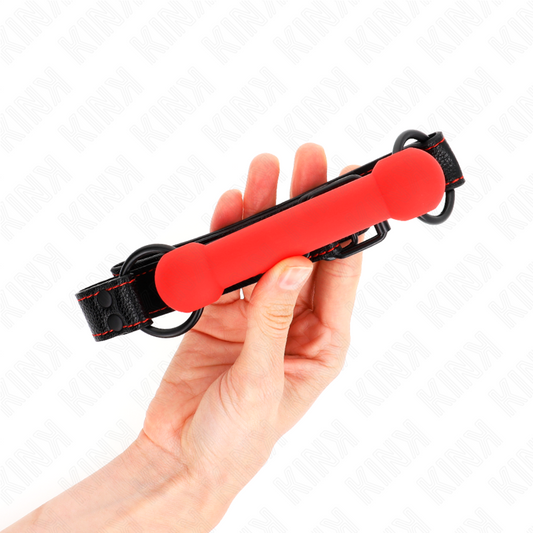 KINK - GAG EN OS AVEC SANGLE EN CUIRETTE ROUGE AJUSTABLE 41-57 CM - 7eme ciel