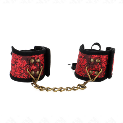 KINK - ATTACHE-POIGNETS SCANDAL DÉTAILS DENTELLE ROUGE-NOIR 24,5 CM X 6,5 CM - 7eme ciel
