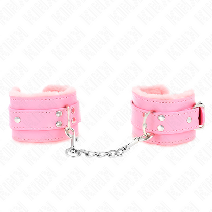 KINK - APPUI-POIGNETS DOUBLÉS DE FOURRURE ROSE AVEC CEINTURE ROSE RÉGLABLE 17-29 CM X 6 CM - 7eme ciel