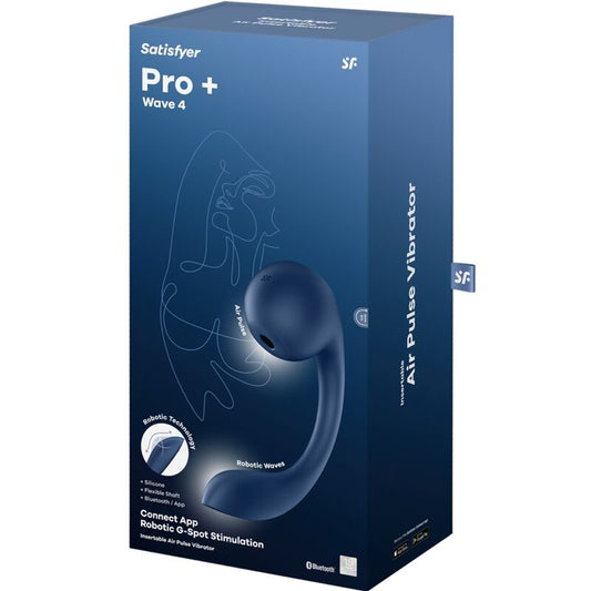 SATISFYER - PRO+ WAVE 4 STIMULATEUR POINT G ET IMPULSION D'AIR APPLICATION GRATUITE BLEU FONCÉ - 7eme ciel