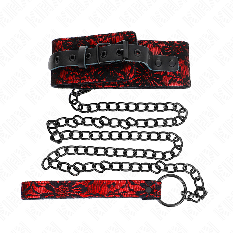 KINK - COLLIER DENTELLE AVEC CEINTURE AVEC CEINTURE EN CUIR VRAI 105 CM / 44 X 5,5 CM - 7eme ciel