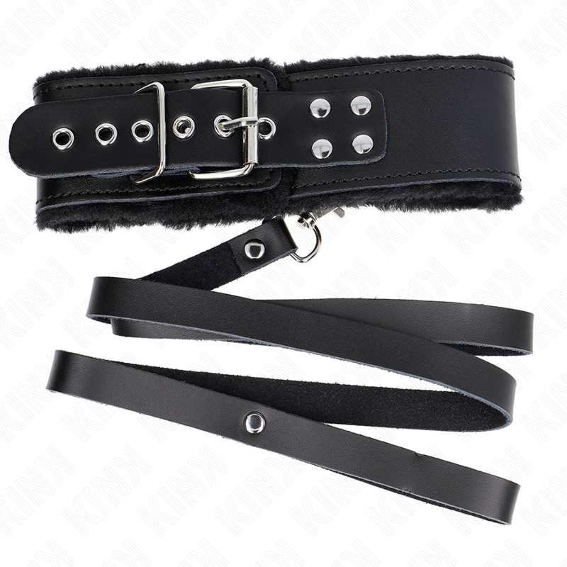 KINK - COLLIER AVEC CEINTURE 116 CM AVEC BRACELET EN CUIR NOIR AJUSTABLE 40-48 CM X 6 CM - 7eme ciel