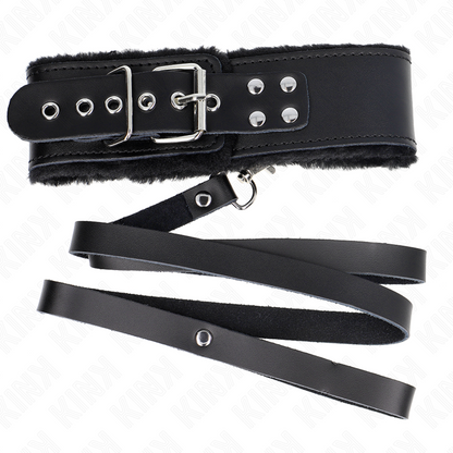KINK - COLLIER AVEC CEINTURE 116 CM AVEC BRACELET EN CUIR NOIR AJUSTABLE 40-48 CM X 6 CM - 7eme ciel
