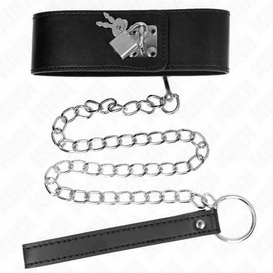KINK - COLLIER AVEC CEINTURE 65 CM AVEC LARGE BRACELET NOIR AJUSTABLE 33,5-41 CM X 5 CM - 7eme ciel