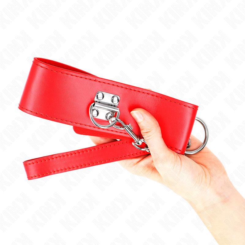 KINK - COLLIER AVEC CEINTURE 65 CM AVEC LARGE BRACELET ROUGE AJUSTABLE 33,5-41 CM X 5 CM - 7eme ciel