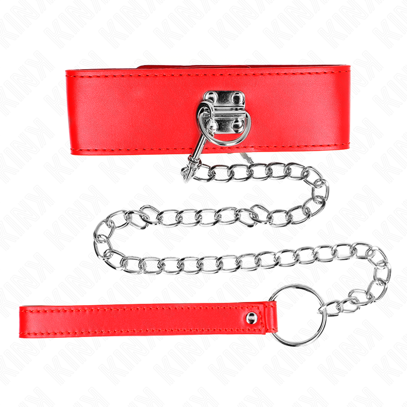 KINK - COLLIER AVEC CEINTURE 65 CM AVEC LARGE BRACELET ROUGE AJUSTABLE 33,5-41 CM X 5 CM - 7eme ciel