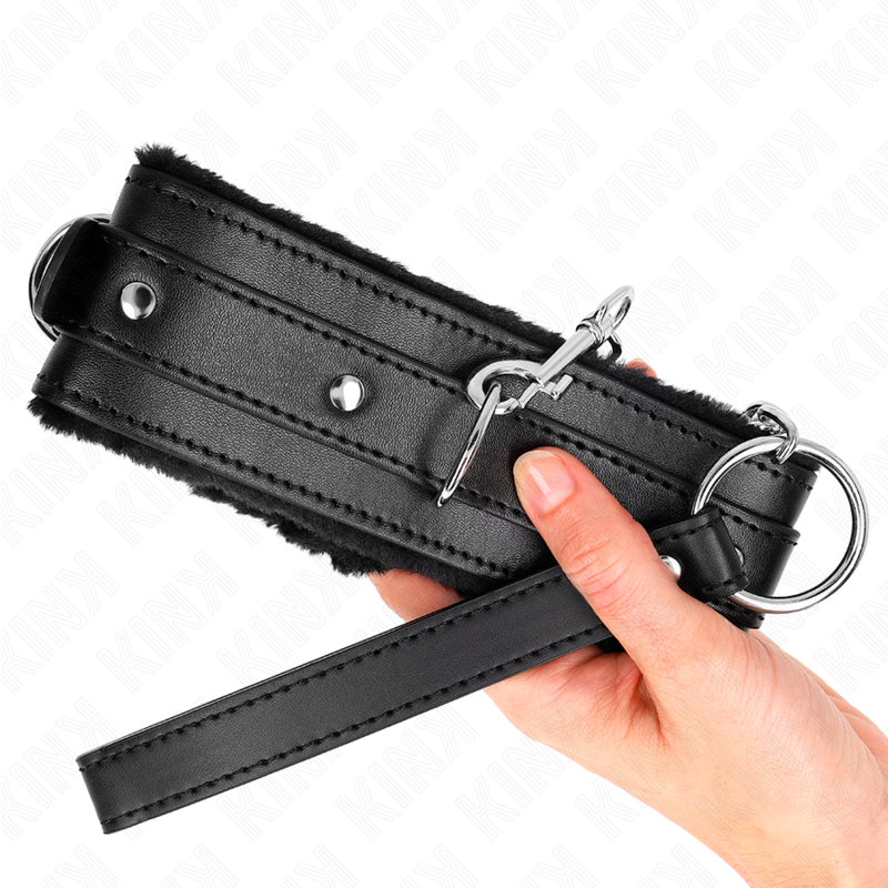 KINK - COLLIER AVEC LAISSE 65 CM AVEC RESTRICTIONS NOIR 36-42 CM X 5,5 CM - 7eme ciel