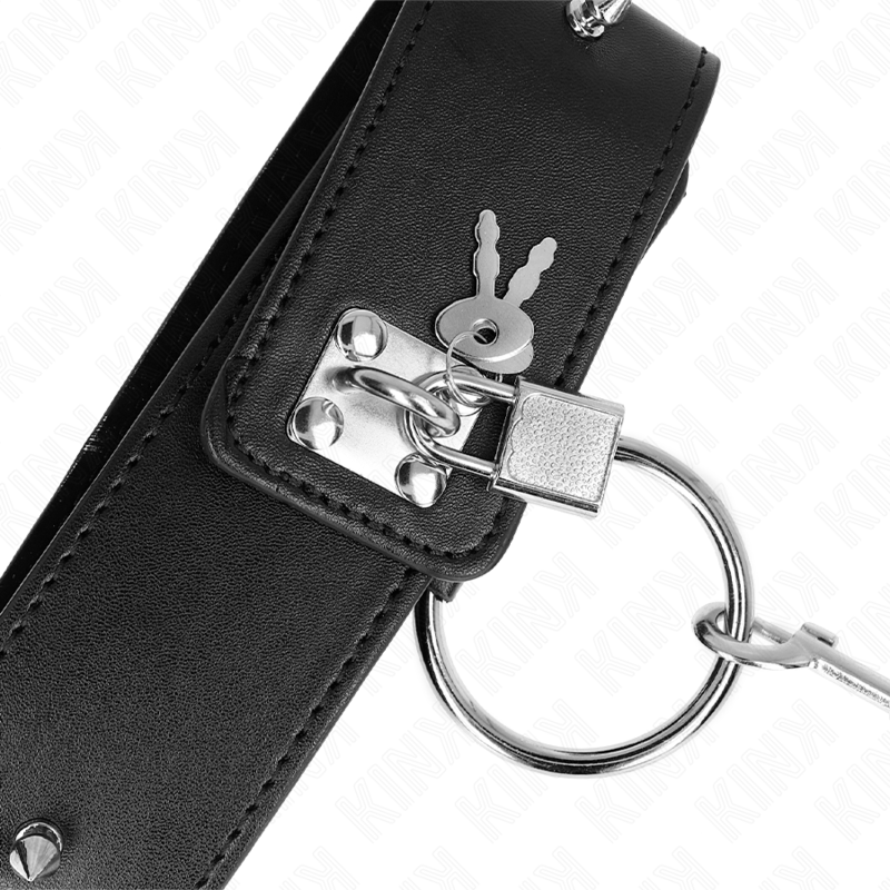 KINK - COLLIER 65 CM AVEC LAISSE AVEC CLOUS ARGENTÉS MODÈLE 2 RÉGLABLE 36-43 CM X 5 CM - 7eme ciel