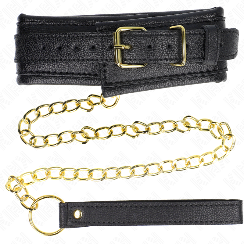 KINK - COLLIER AVEC BRACELET IMITATION CUIR ÉPONGE MODÈLE 1 RÉGLABLE 37-54 CM X 3 CM - 7eme ciel