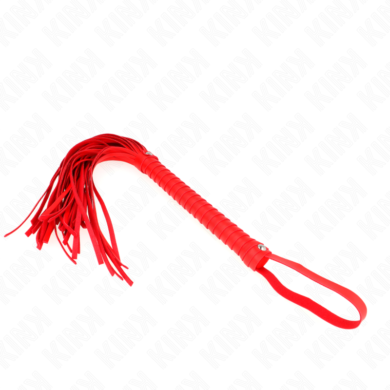 KINK - FOUET AVEC MANCHE TEXTURÉ ROUGE 48,5 CM - 7eme ciel