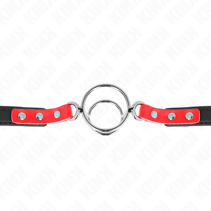KINK - GAG AVEC PLUSIEURS O-RINGS 4 / 4,8 CM ROUGE 38 X 56 CM