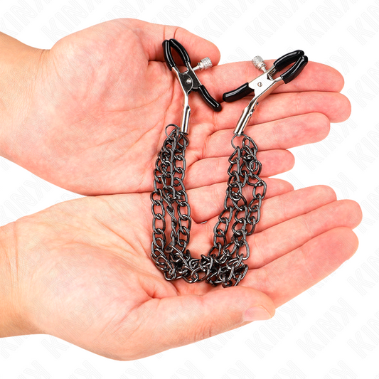 KINK - PINCES À METELIER AVEC 3 CHAÎNES NOIRES 20/23/28 CM - 7eme ciel