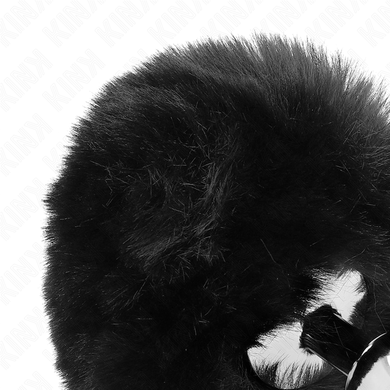 KINK - BOUCHON EN ACIER INOXYDABLE 7 x 3 CM AVEC QUEUE DE LAPIN EN FAUSSE FOURRURE NOIRE 8 CM - 7eme ciel