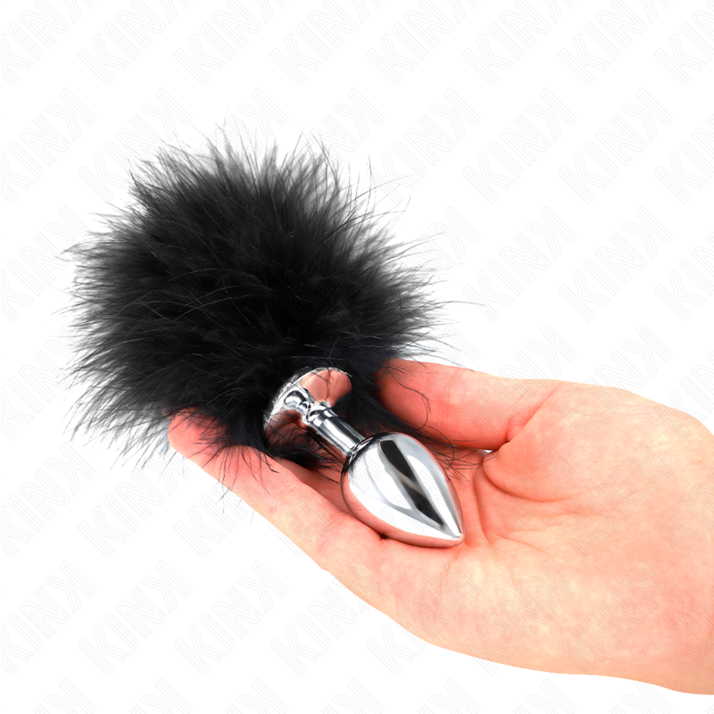 KINK - PLUG ANAL EN ACIER INOXYDABLE 11 x 7 CM AVEC PLUME 11 CM - 7eme ciel